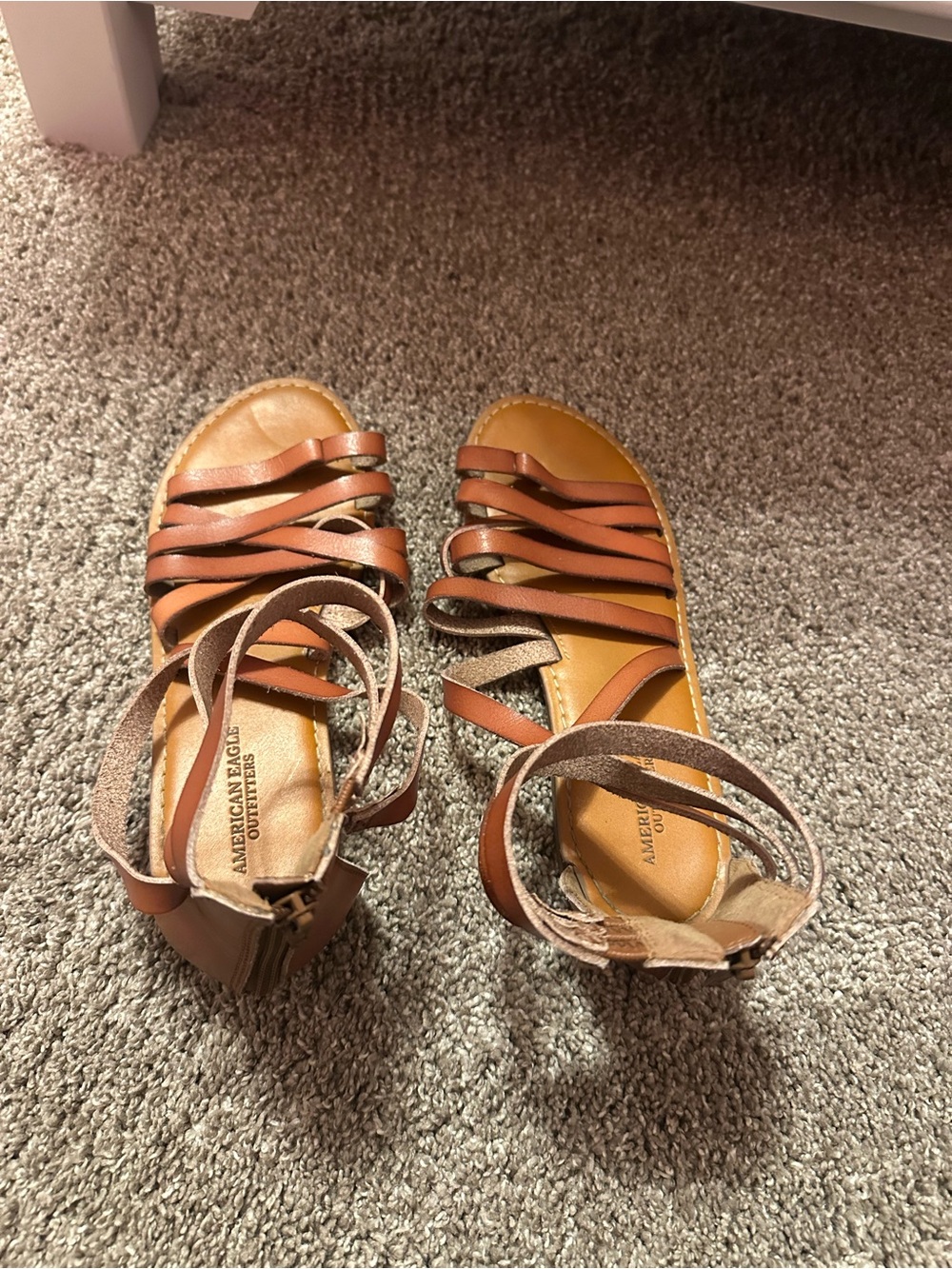American Eagle Outfitters Tan/Brown Strappy Ankle Tie Sandals